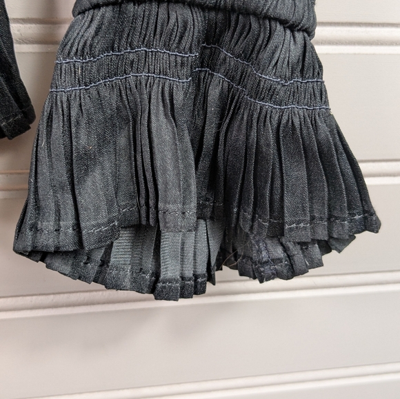 Catherine Malandrino Satin Blouse Gray Long Sleeve Smocked Peplum Waist Size PP - Picture 9 of 10